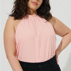 Torrid Light Pink Checkered Halter Blouse